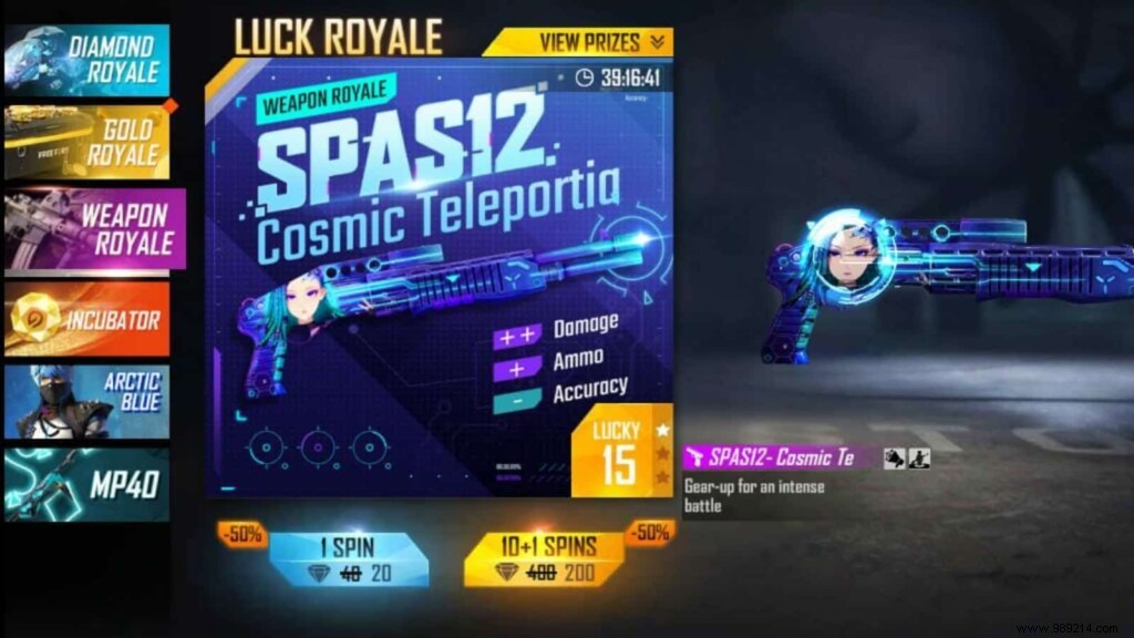 How to Grab SPAS12 Cosmic Teleportia Skin in Free Fire Weapon Royale at 50% Off
