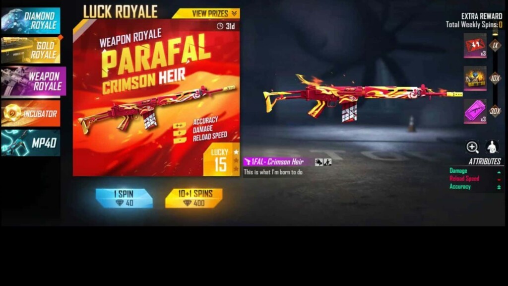 How to Get the Parafal Crimson Heir Skin in Free Fire Weapon Royale: Complete Guide