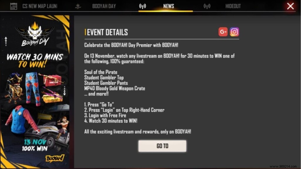 Free Fire Booyah Day 2021: Watch to Win Exclusive Cosmetics Guide