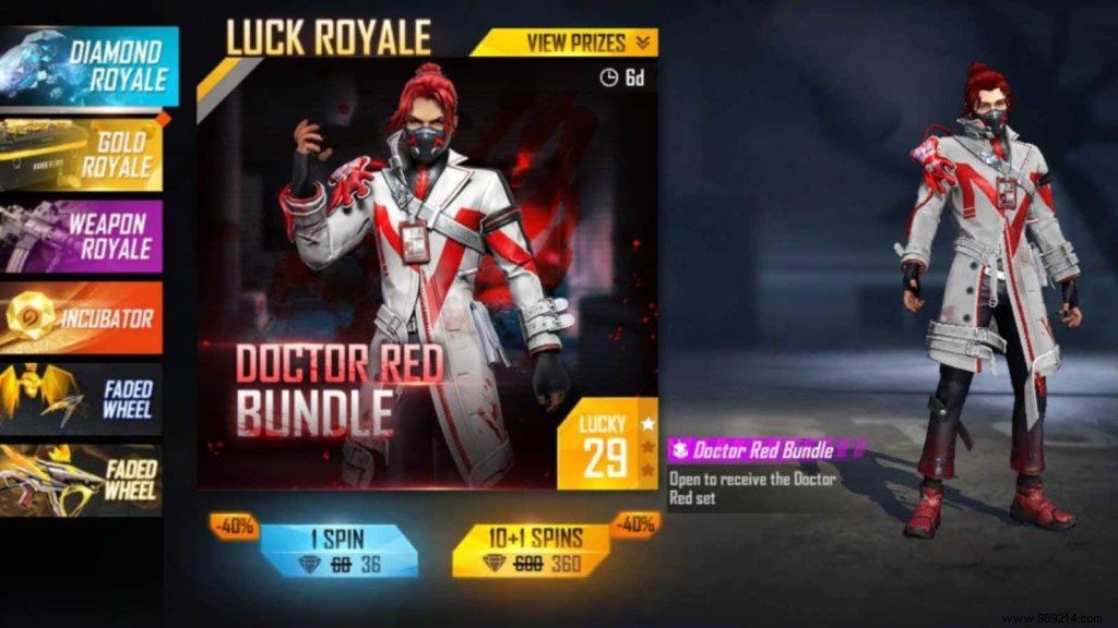 How to Claim the Doctor Red Bundle in Free Fire at 40% Off Today