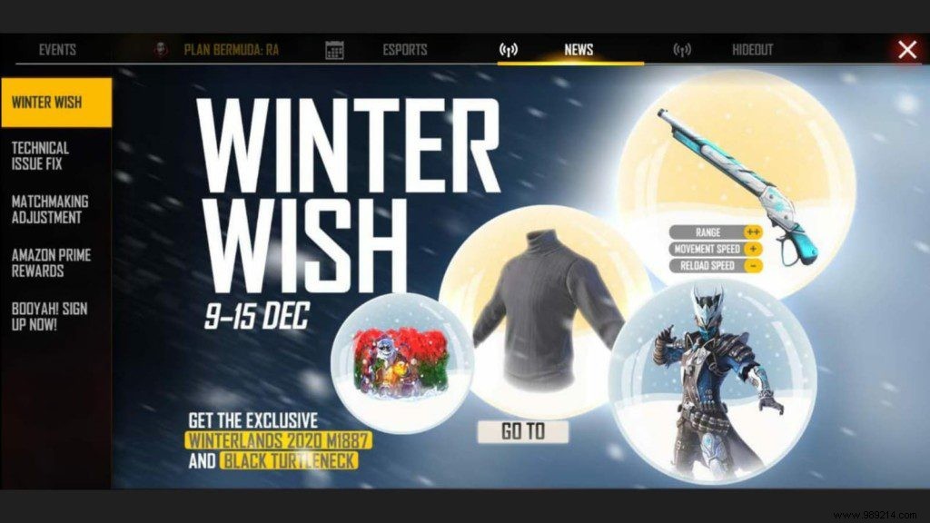 How to Redeem the Glacier Devil Hunter Pack in Free Fire Winter Wish Event