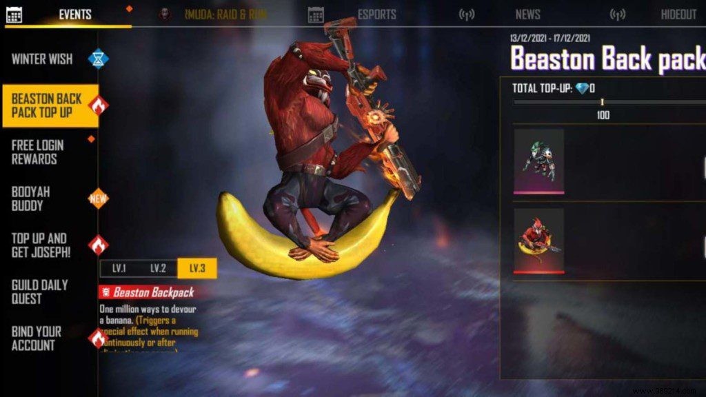 How to Unlock the Beaston Backpack in Free Fire: Beaston Backpack Reload Event Guide