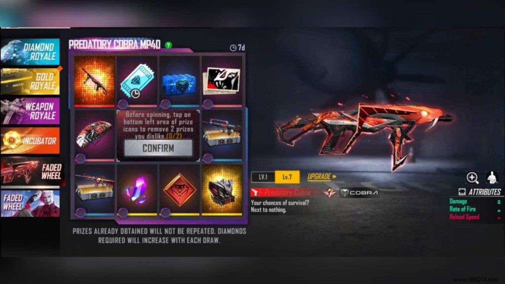 How to Unlock the MP40 Predatory Cobra Evo Gun in Free Fire Faded Wheel Event