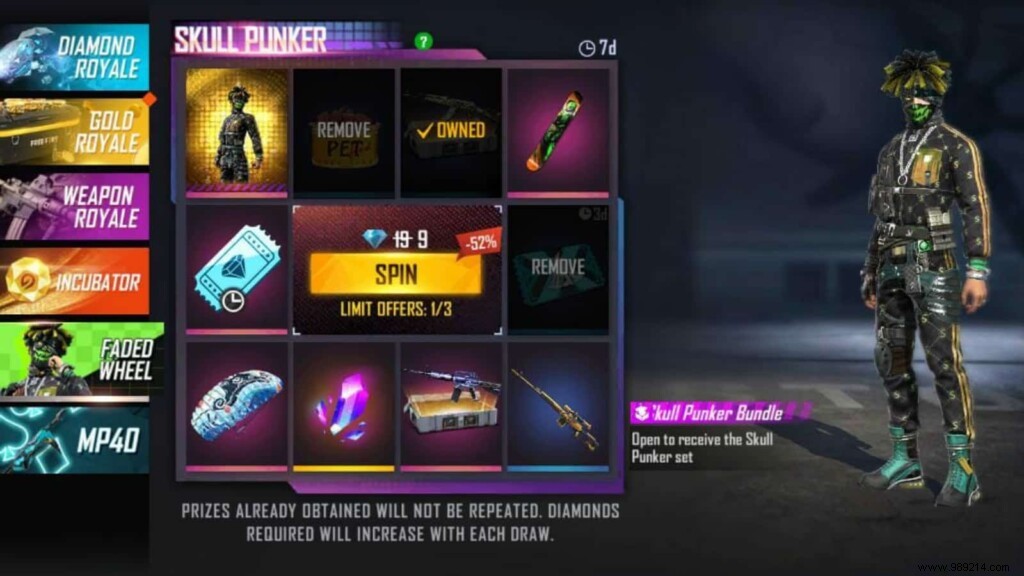 How to Claim the Skull Punker Bundle in Free Fire s Faded Wheel Event