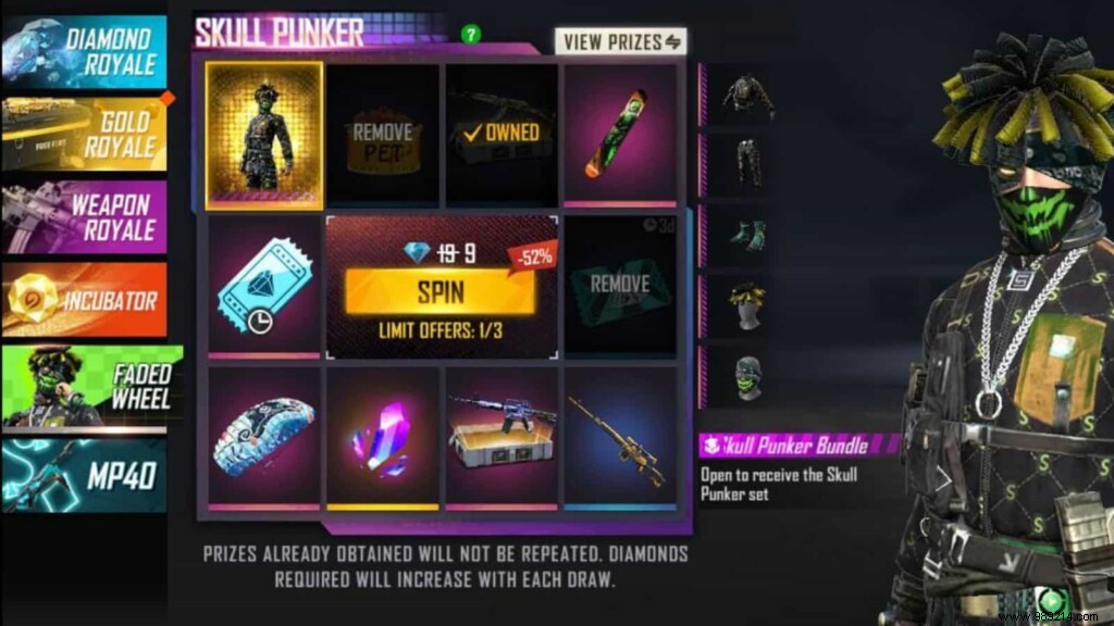 How to Claim the Skull Punker Bundle in Free Fire s Faded Wheel Event