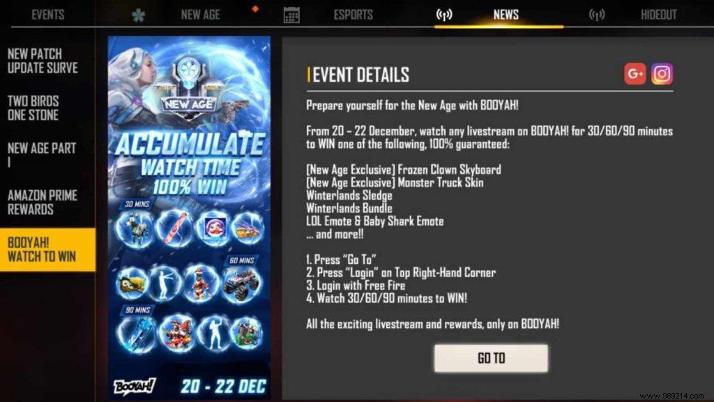 Free Fire Watch to Win: Unlock Exclusive New Age Skins and Rewards – December 20, 2021 Guide