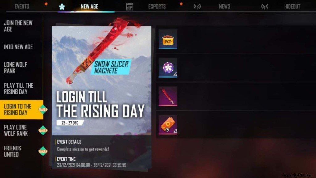 How to Unlock the Snow Slicer Machete in Free Fire s New Age Login Event