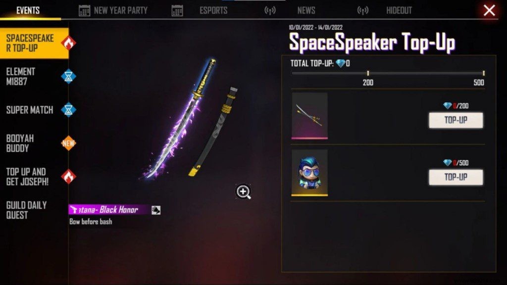 How to Claim the Black Honor Katana Skin for Free in Free Fire s SpaceSpeaker Recharge Event