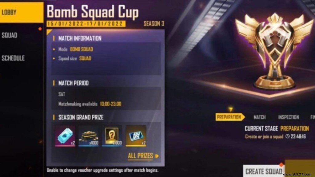 Free Fire Bomb Squad Cup: Complete Guide to Free Vouchers and Rewards