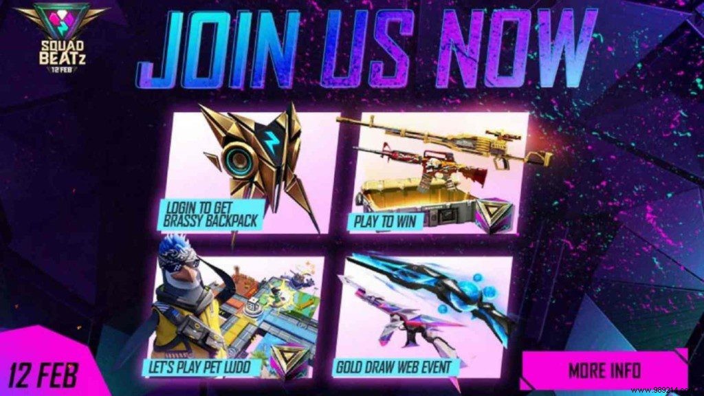 How to Claim the Legendary Brassy Backpack for Free in Free Fire – Squad Beatz Login Event Guide