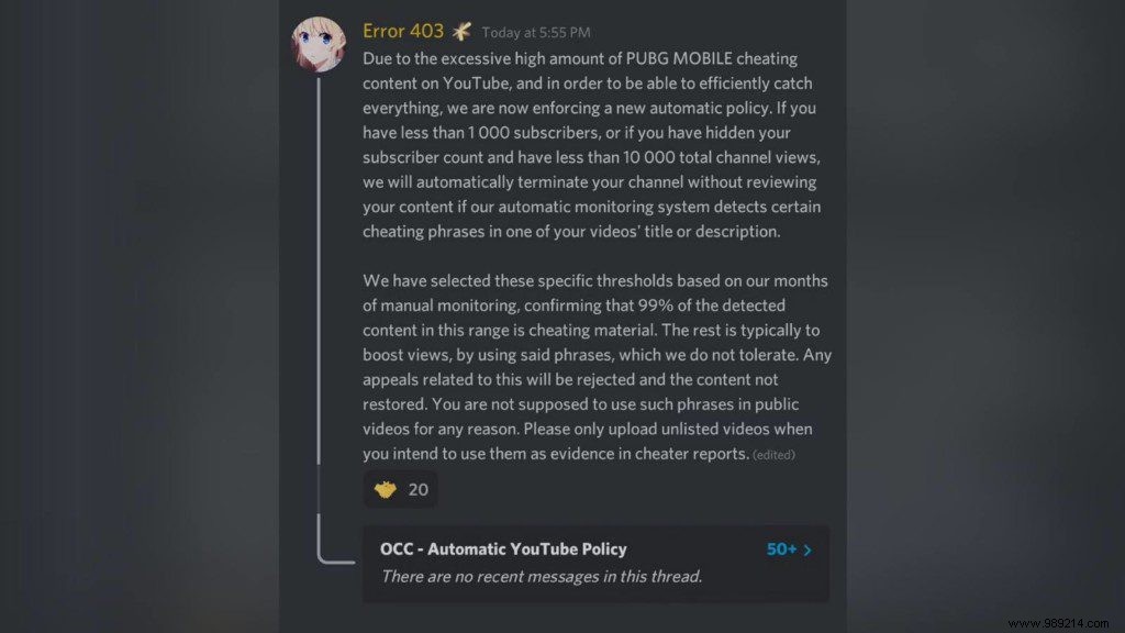 PUBG Mobile Launches Strict Policy to Auto-Restrict YouTube Channels Promoting Hacks