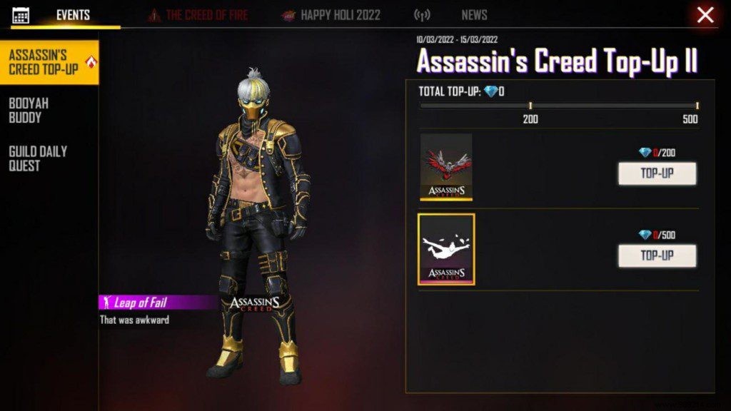 How to Claim the Leap of Fail Emote for Free in Free Fire x Assassin s Creed Top-Up Event