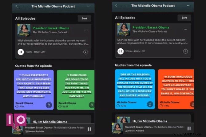 Spotify Tests Shareable Quote Cards for Podcasts, Starting with Michelle Obama s Exclusive Show