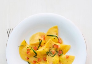 Homemade Smoked Trout Ravioli with Tomato-Tarragon Butter Sauce