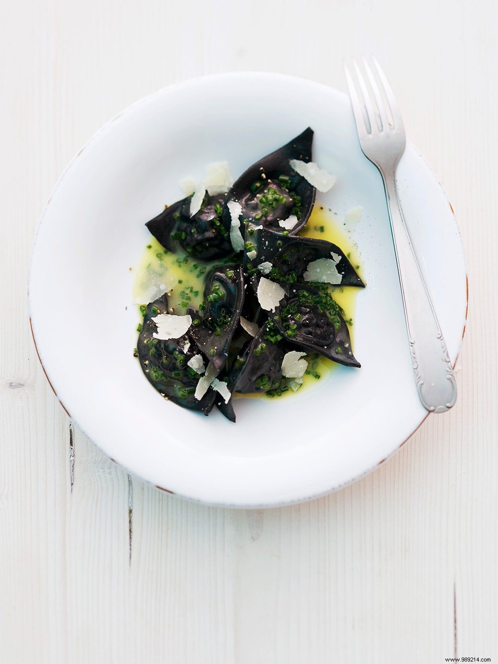 Homemade Squid Ink Ravioli with Porcini Mushroom and Mussel Filling