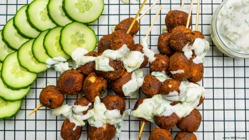Vegan Black Bean Balls with Vegetable Tzatziki: Easy BBQ Recipe