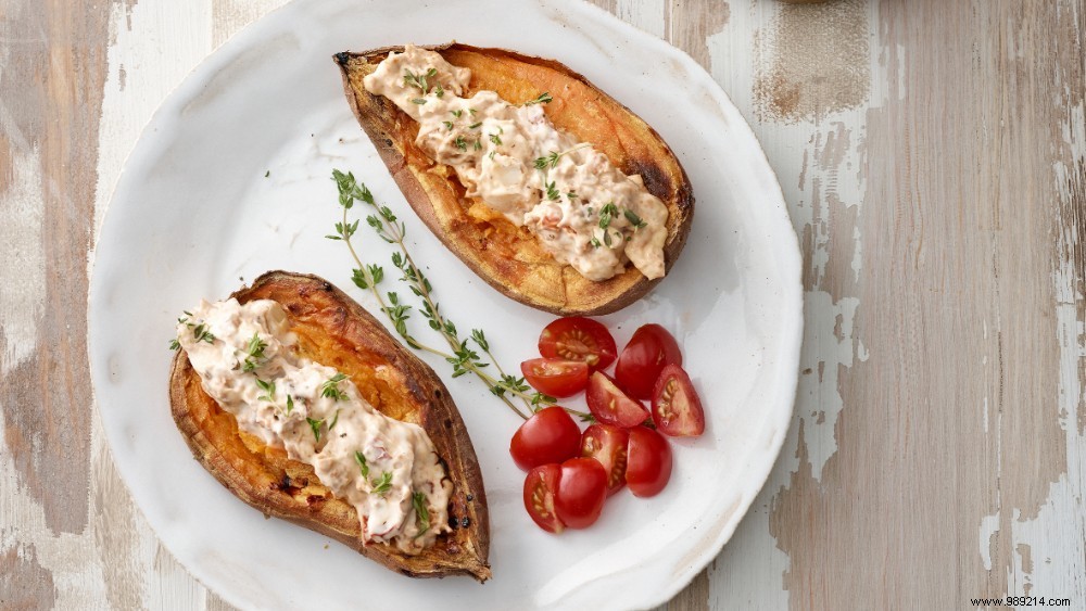Irresistible Baked Sweet Potatoes with Crème Fraîche and Pulled Oats