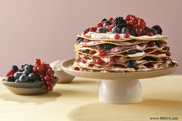 Festive Easter Pancake Cake with Yogurt, Lemon Curd & Fresh Berries