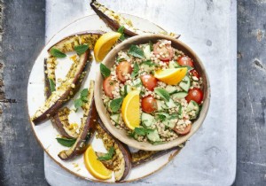Pearl Couscous Salad with Orange-Honey Grilled Aubergines – Fresh BBQ Recipe