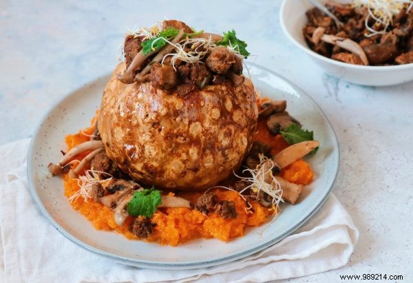 Roasted Celeriac with Creamy Pumpkin Purée: Stunning Vegan Christmas Main