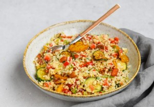 Middle Eastern Cauliflower Couscous with Roasted Oven Vegetables