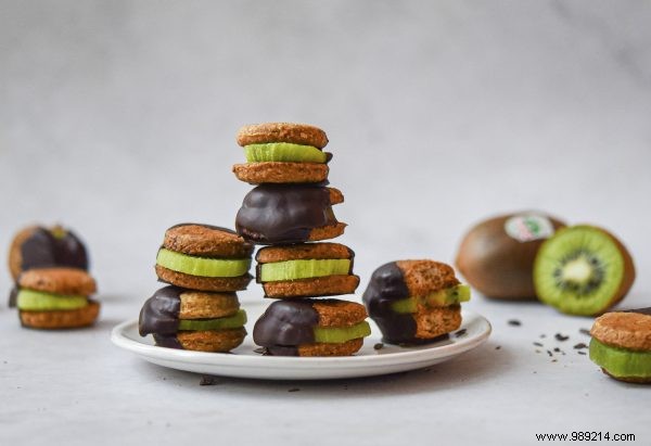 Wholesome Whole Grain Kiwi Cookies Dipped in Dark Chocolate