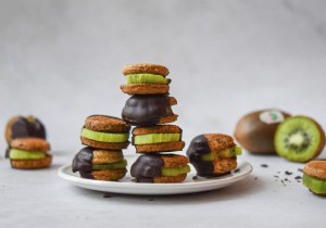Wholesome Whole Grain Kiwi Cookies Dipped in Dark Chocolate