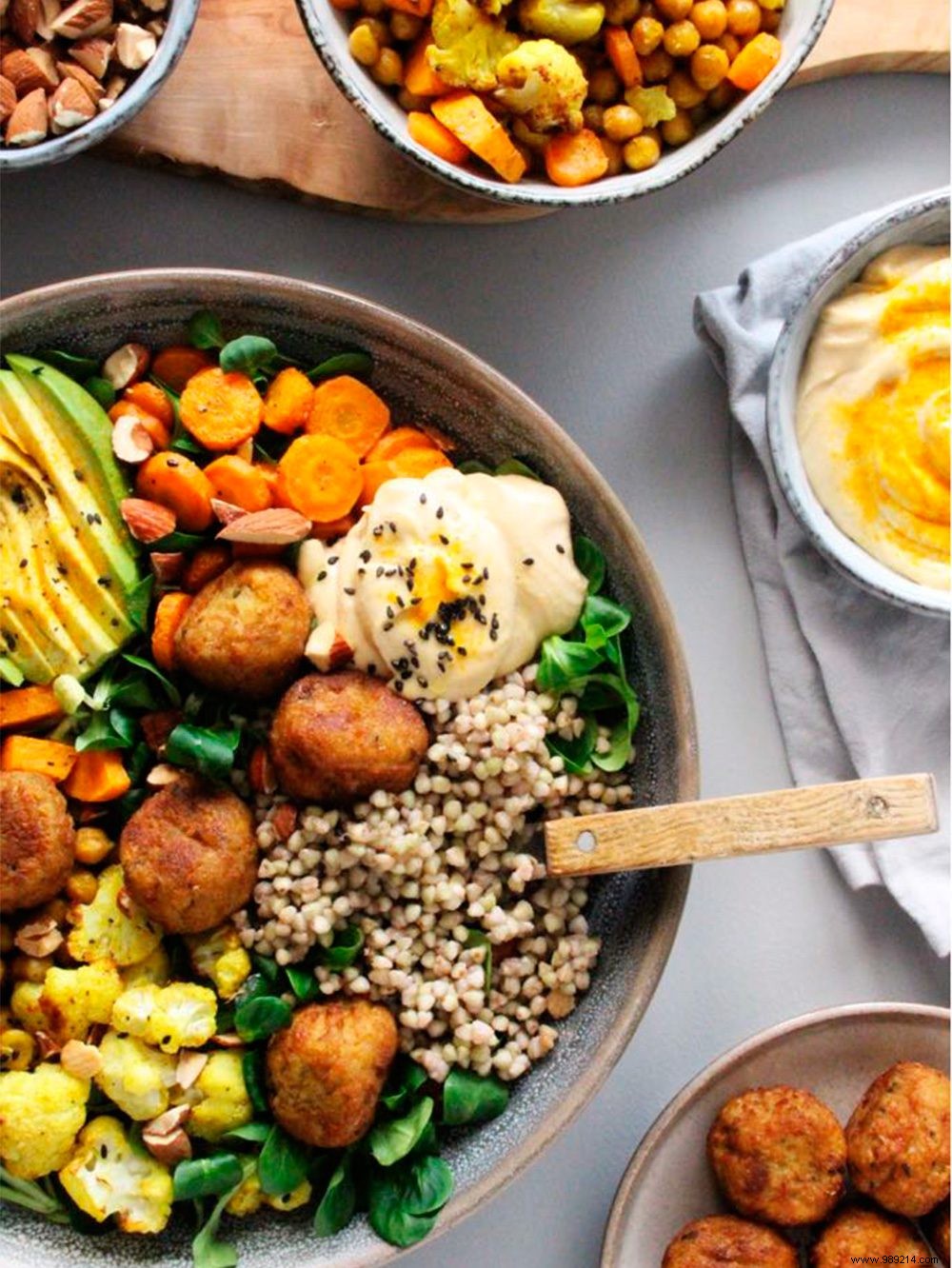 Protein-Packed Falafel Bowl with Roasted Sweet Potato and Hummus