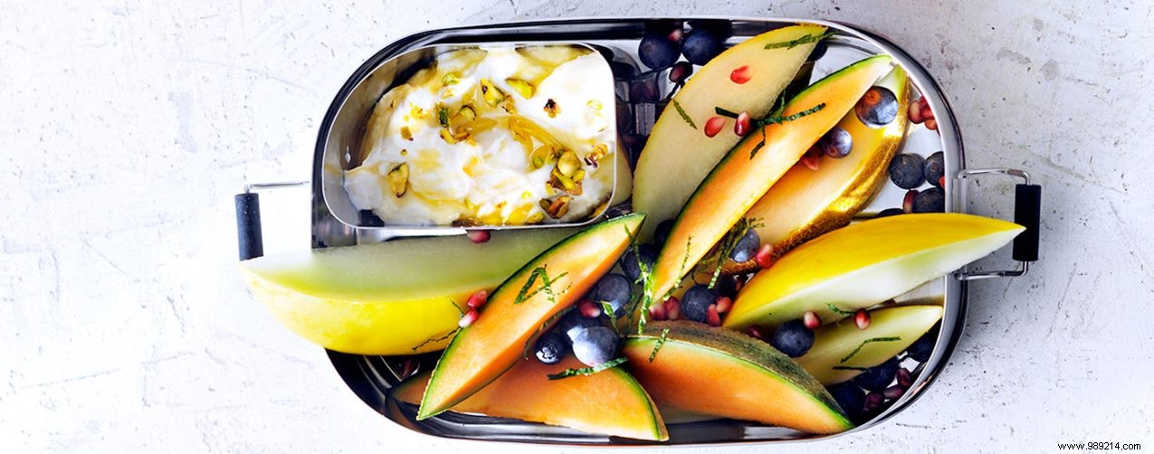 Healthy On-the-Go Lunch: Fresh Fruit with Ricotta, Mint, and Honey