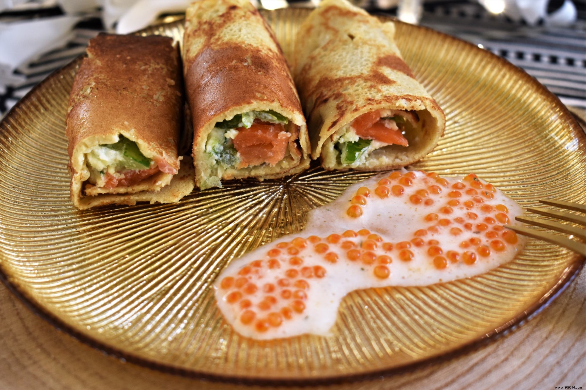 Gluten-Free & Lactose-Free Rolled Pancakes with Smoked Trout