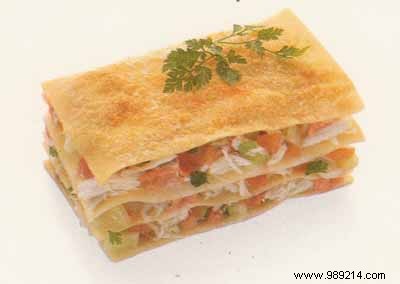 Crab Lasagna Brunoise: Elegant Seafood Layers with Fine-Diced Vegetables
