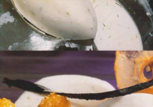 Exquisite Lime Yogurt Mousse with Saffron Orange Juice and Grilled Sesame Quince Balls