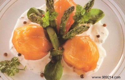 Elegant Green Asparagus Aumônières with Scottish Smoked Salmon and Pink Peppercorns