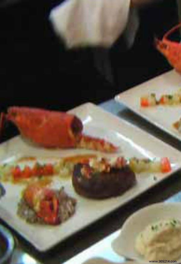 Chef Hubert s Luxurious Surf and Turf: Rump Steak and Lobster with Coral Emulsion, Chayote Brunoise, and Camargue Red Rice Risotto