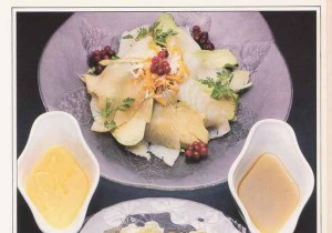 Smoked Halibut Salad with Sliced Avocado and Fresh Orange Lettuce Salad