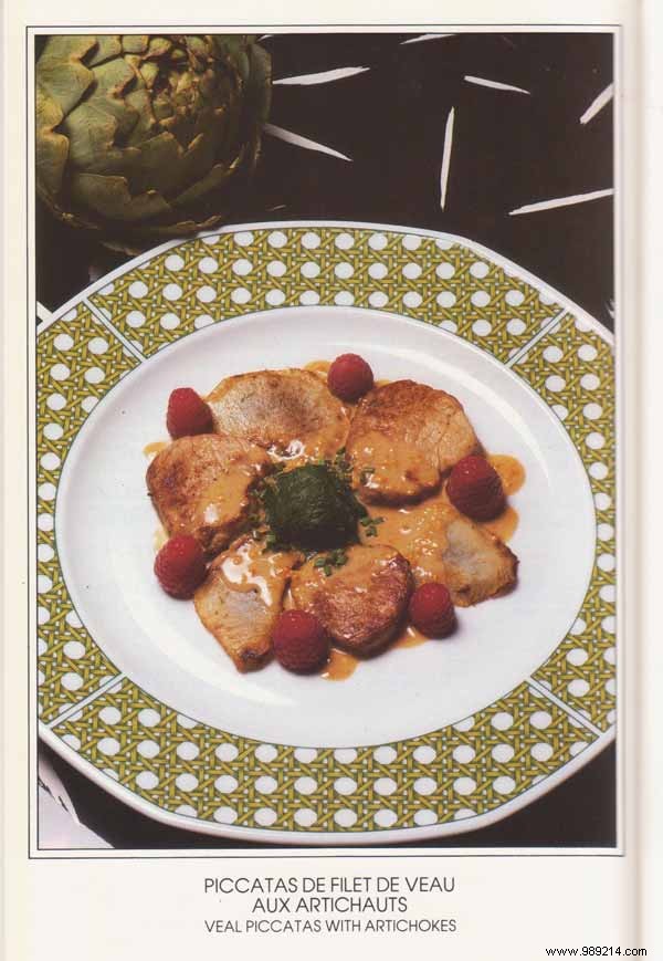 Veal Tenderloin Piccatas with Artichokes in Raspberry Cream Sauce