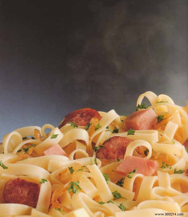 Pan-Fried Alsatian Egg Noodles with Ham and Sausage: Chef Hubert s Quick Recipe