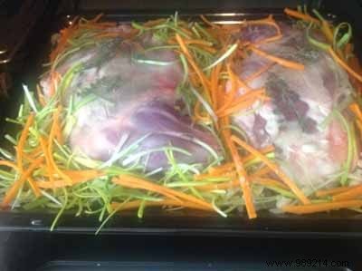 Tender Lamb Shoulder Confit with Vegetable Julienne and Espelette Pepper – Serves 12