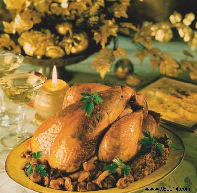 Gourmet Stuffed Capon with Parsley  Truffles  and Chanterelle Garnish