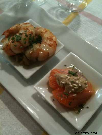 Chef Hubert s Duo: Sichuan-Style Fried Prawns on Honey Curry Rice & Raw Salmon Sashimi with Anchovy Butter