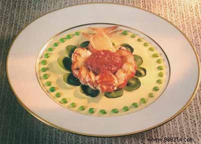 Exquisite Breton Lobsters in Pistachio Oil with Candied Tomato Toffee Apples and Sweet Peppers