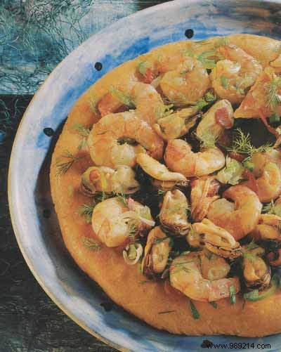 Seafood Parillada in Crispy Pizza Dough with Espelette Pepper – Recipe for 6