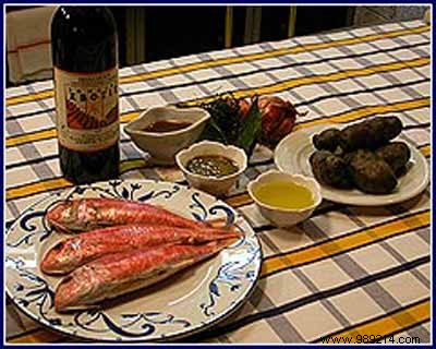 Semi-Cooked Red Mullet Rosette with Herbs, Crushed Vitelotte Potatoes, and Irouléguy Liver Emulsion