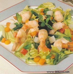 Elegant Caribbean Blue Prawn Salad with Salmon Roe