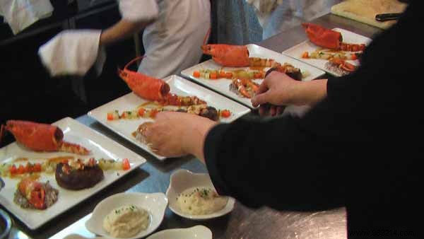 Gourmet Surf and Turf: Rum Steak, Maine Lobster with Chayote Brunoise and Lobster Sauce