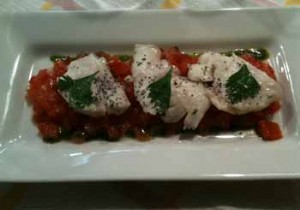 Fresh Cod Sashimi with Anchovy Butter on Crushed Tomatoes – Chef Hubert s Recipe