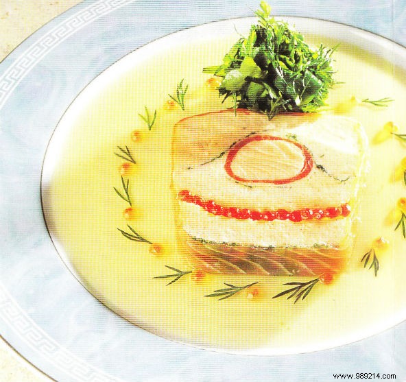 Elegant Smoked Salmon Terrine with Herb Salad and Shellfish Jelly