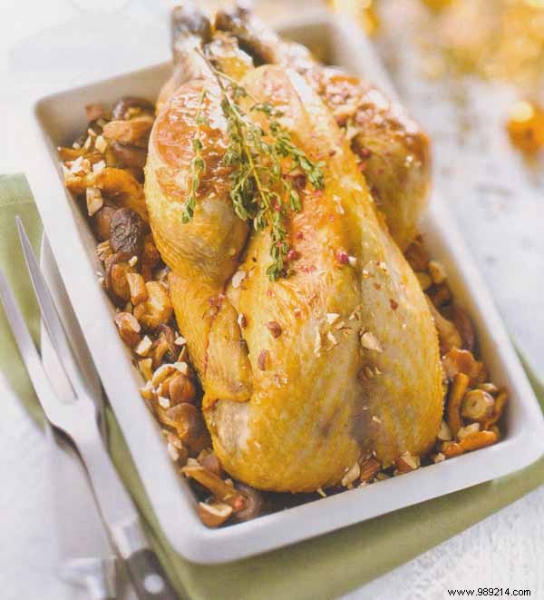 Roast Guinea Fowl Stuffed with Wild Mushrooms and Hazelnuts
