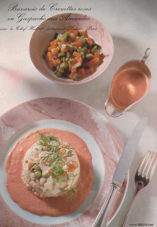 Prawn Bavarois in Chilled Gazpacho with Toasted Almonds