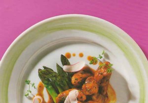 Glazed Asparagus with Veal Sweetbreads Fricassée and Sherry Vinegar